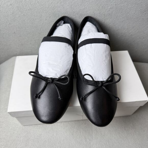 Quince Italian Leather Mary-Jane Ballet Flat Black Shoes Women's US 8 - Picture 3 of 6